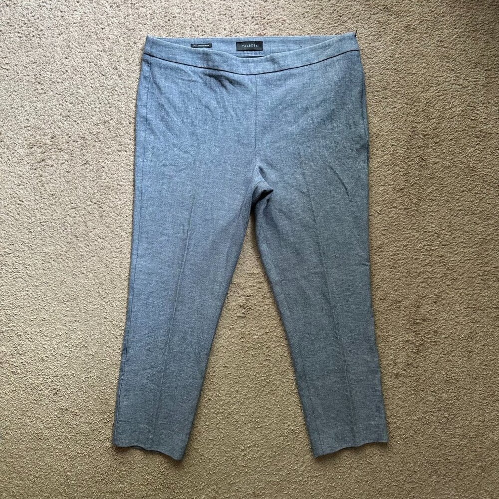 Talbots Pants Womens 14 36x26 Chatham Ankle Business Side Zip Higher Rise Grey